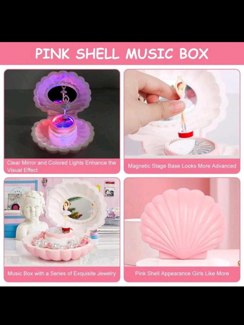 Kids Pink Musical Mermaid Jewelry Box with Accessories
